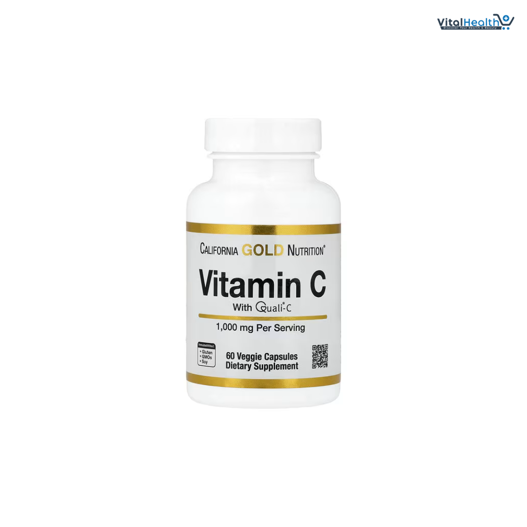 California Gold Nutrition Vitamin C Quali®-C 1,000 mg, 60 Veggie Capsules
