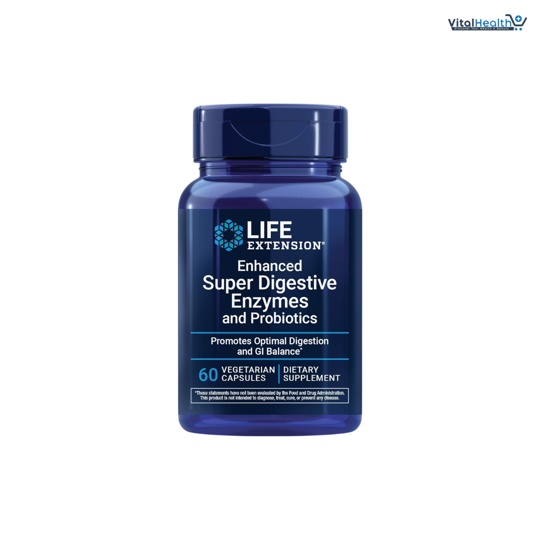 Life Extension Enhanced Super Digestive Enzymes and Probiotics B. coagulans Probiotic, 10 Digestive Enzymes – 60 Capsules