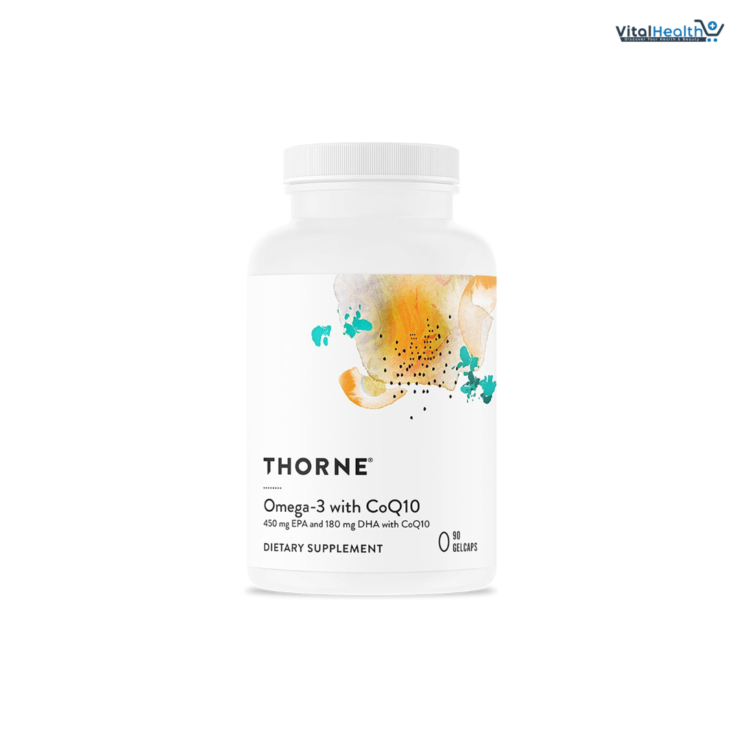 THORNE - Omega-3 with CoQ10 - Omega-3 Fatty Acids Supplement with CoQ10 - EPA and DHA - 90 Gelcaps