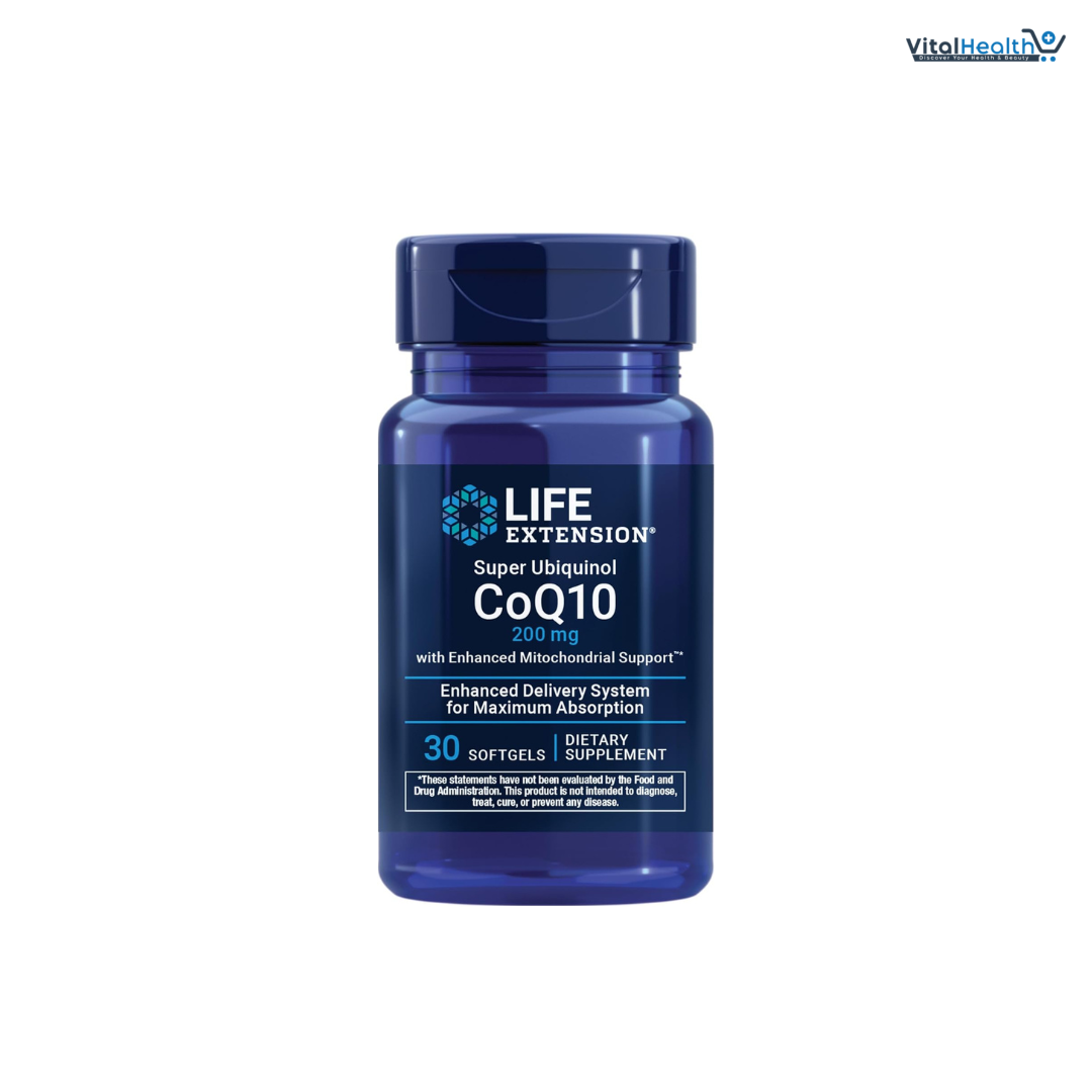 Life Extension Super Ubiquinol CoQ10 with Enhanced Mitochondrial Support – 200 mg, Shilajit – Promotes Heart Health, Cell Energy, Oxidative Stress – Gluten-Free, Non-GMO – 30 Softgels