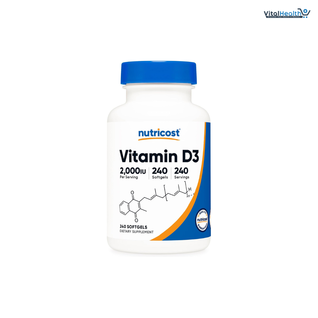 Nutricost Vitamin D3 2000 iu Softgels, 240 Softgels - Non-GMO &amp; Gluten Free