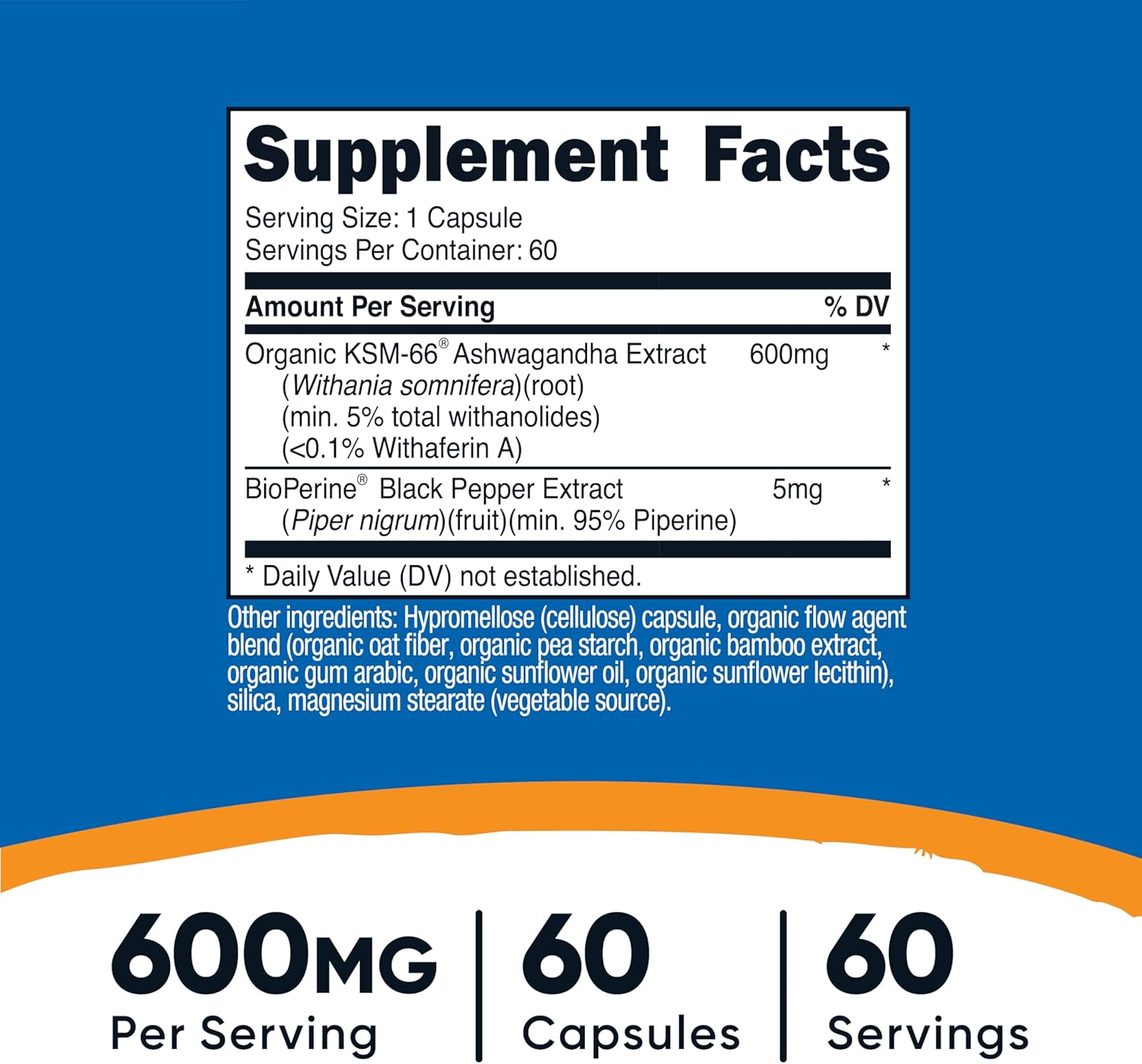 Nutricost KSM-66 Ashwagandha Root Extract (600mg) 60 Capsules thumbnail 3