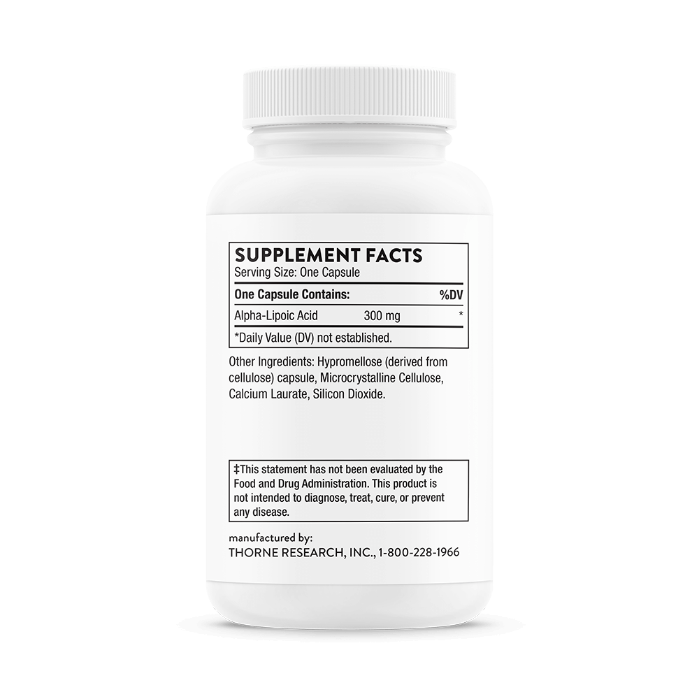 THORNE - Alpha-Lipoic Acid - Third-Party Certified - Gluten, Dairy &amp; Soy-Free - 60 Capsules thumbnail 2