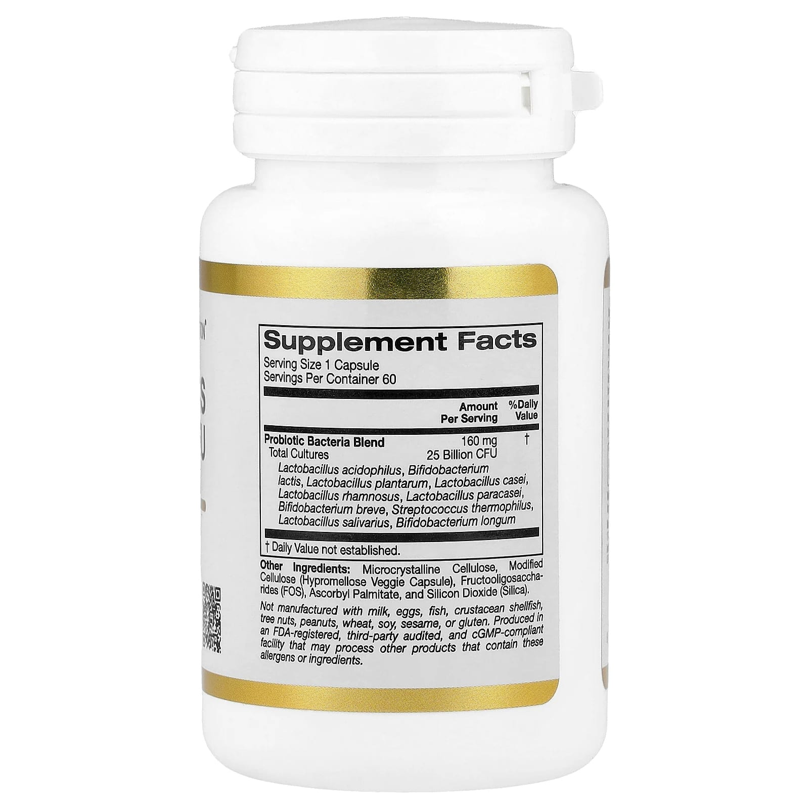 California Gold Nutrition, Probiotics with Lactobacillus acidophilus, Bifidobacterium lactis, Lactobacillus plantarum, and Lactobacillus casei, 10 Strain Blend, 25 Billion CFU, 180 Veggie Capsules thumbnail 2
