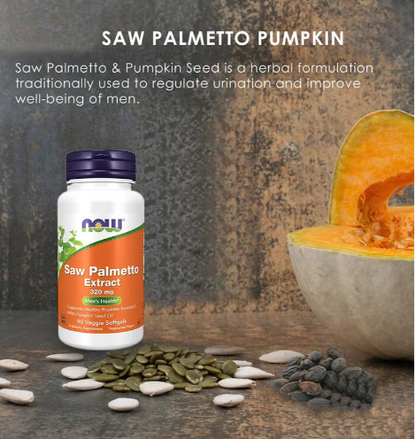 NOW Supplements Saw Palmetto Extract 320 mg with Pumpkin Seed Oil, 90 Veg Softgels thumbnail 3