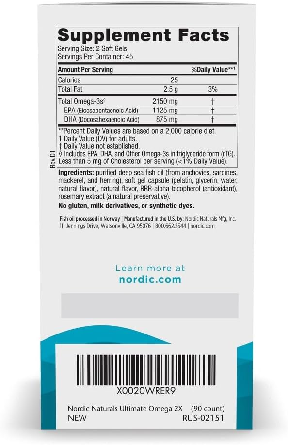 Nordic Naturals Ultimate Omega 2X, Lemon Flavor - 90 Soft Gels - 2150 mg Omega thumbnail 4