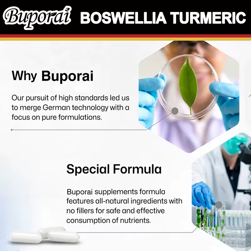 Buporai Boswellia Serrata Turmeric 2000mg with Black Pepper Extract 15mg - 120 Capsules thumbnail 2