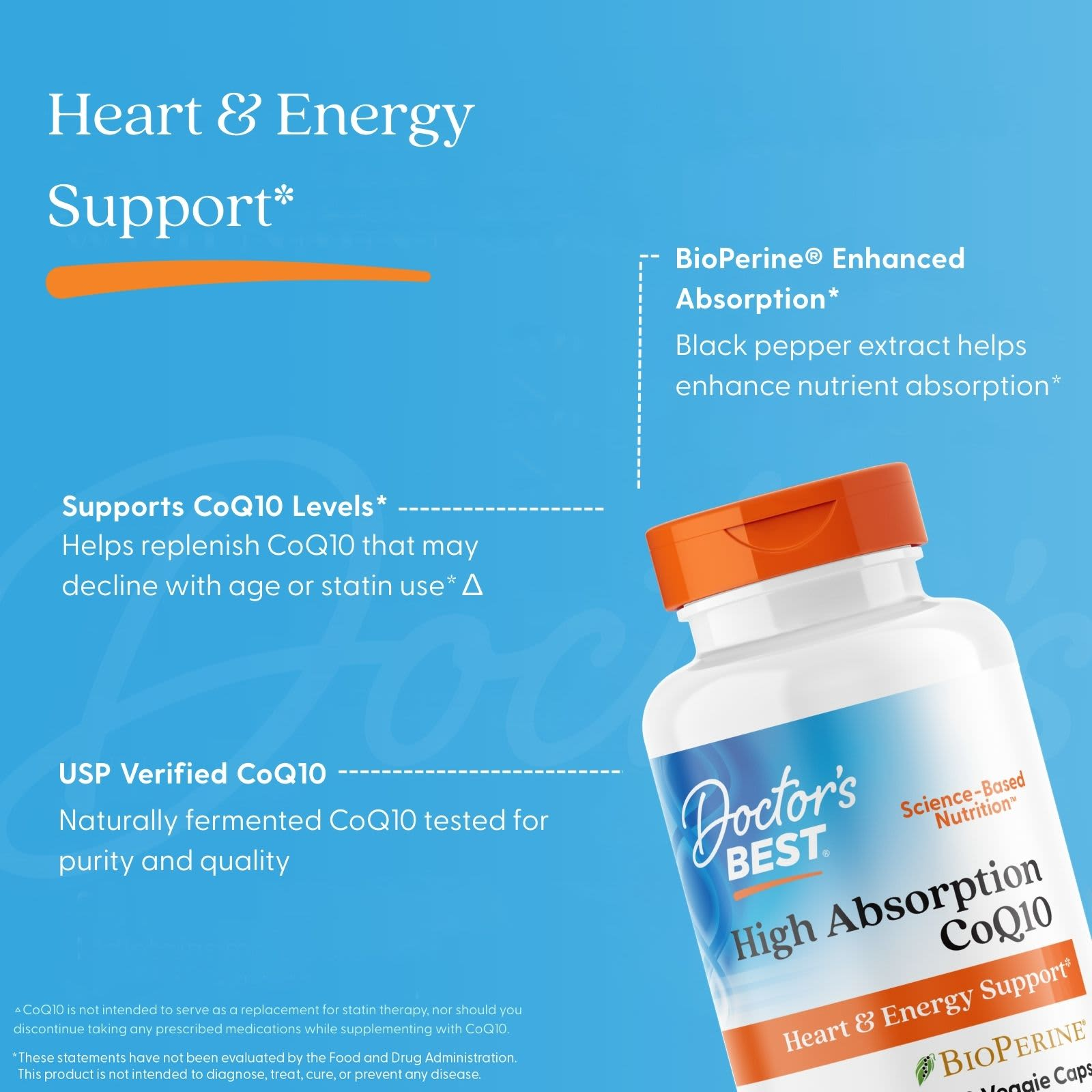 Doctor's Best High Absorption CoQ10 with BioPerine, Gluten Free, Naturally Fermented, Heart Health, Energy Production, 100 mg, 120 Count thumbnail 4