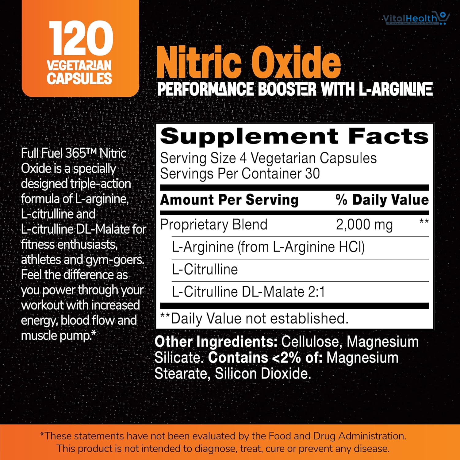 21st Century Full Fuel 365 Nitric Oxide Performance Booster with L-Arginine 120 Capsules thumbnail 3