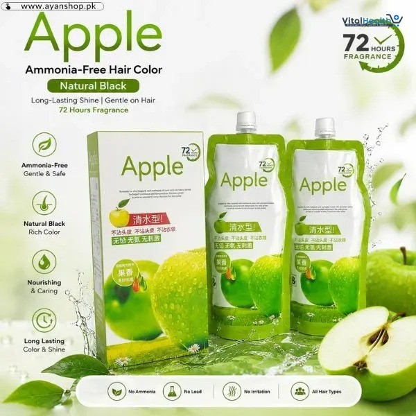 Apple Hair Color 96 Natural Black Ammonia Free Chemical Free Hair Dye Brown Coverage Natural Black And Brown Shades 500x2ml thumbnail 4