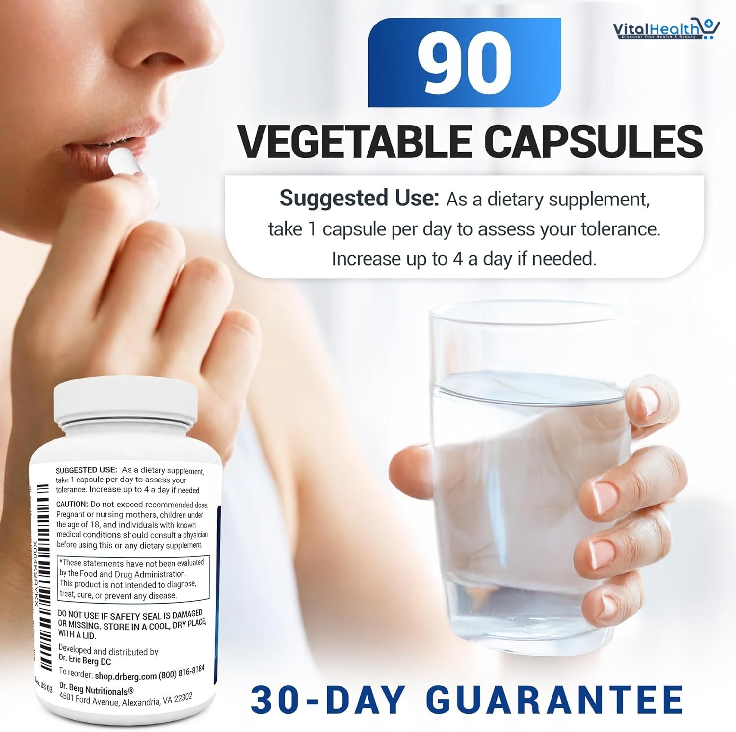 Dr. Berg Magnesium Glycinate with Vitamin B6 and Vitamin D 4-in-1 Chelated Magnesium Glycinate _ 120mg thumbnail 2