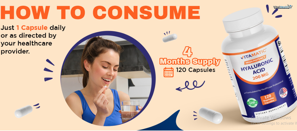 Vitamatic Hyaluronic Acid Supplements 200mg - Supports Healthy Connective Tissue and Joints - Promote Youthful Healthy Skin - 120 Capsules thumbnail 7