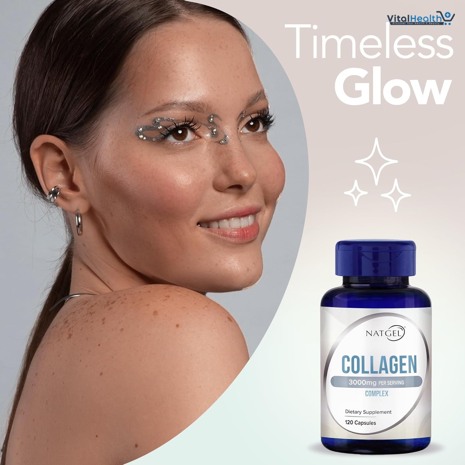 NATGEL Collagen Peptides Type I &amp; III | 3000mg - 120 Capsules | Premium Hydrolyzed Collagen for Skin, Hair, Nails &amp; Joint thumbnail 4