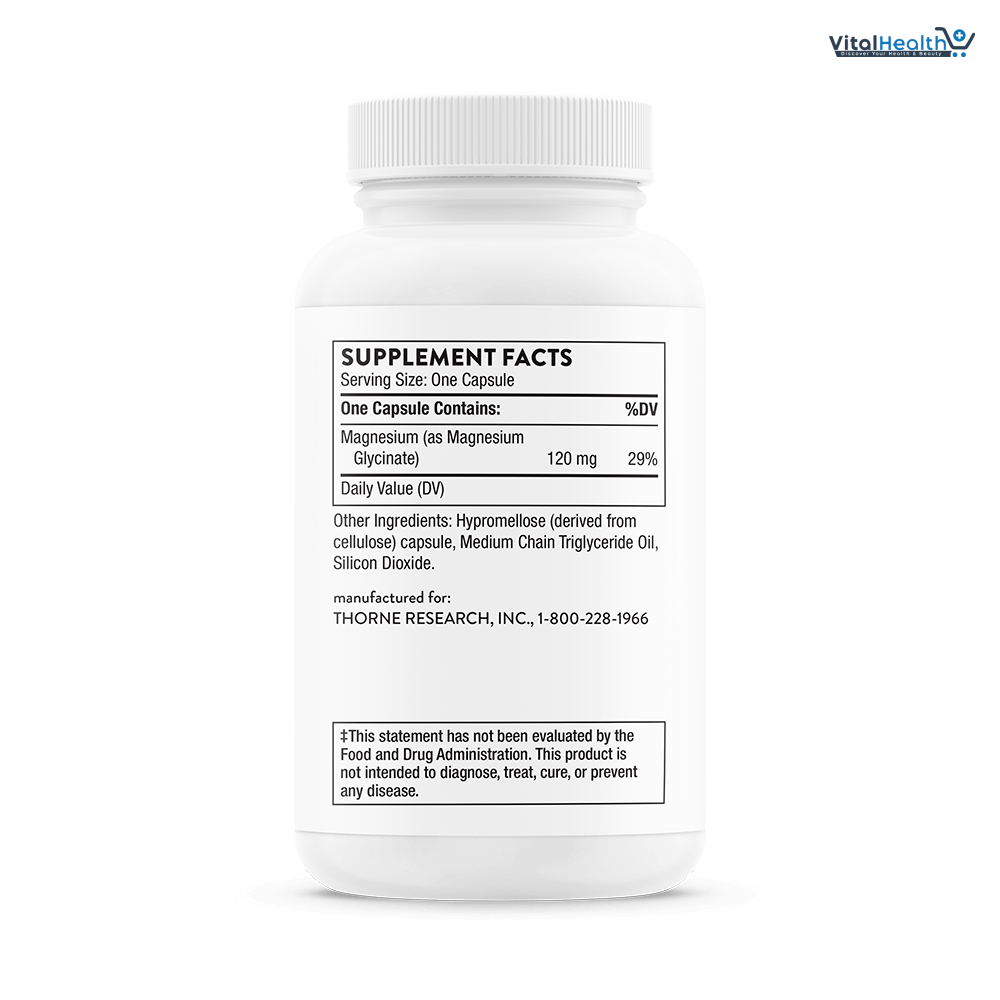 THORNE Magnesium Glycinate 120mg | Chelated Magnesium Capsules 90 Servings thumbnail 6