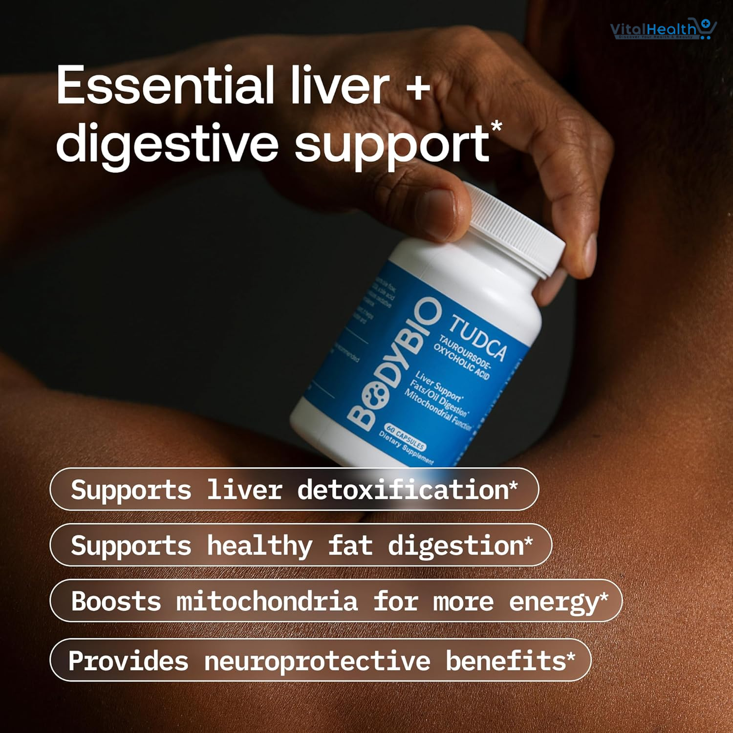 BodyBio TUDCA - Pure Tauroursodeoxycholic Acid Supplement - Support Bile Flow, Fat Metabolism &amp; Liver Detox 60 Capsules thumbnail 3