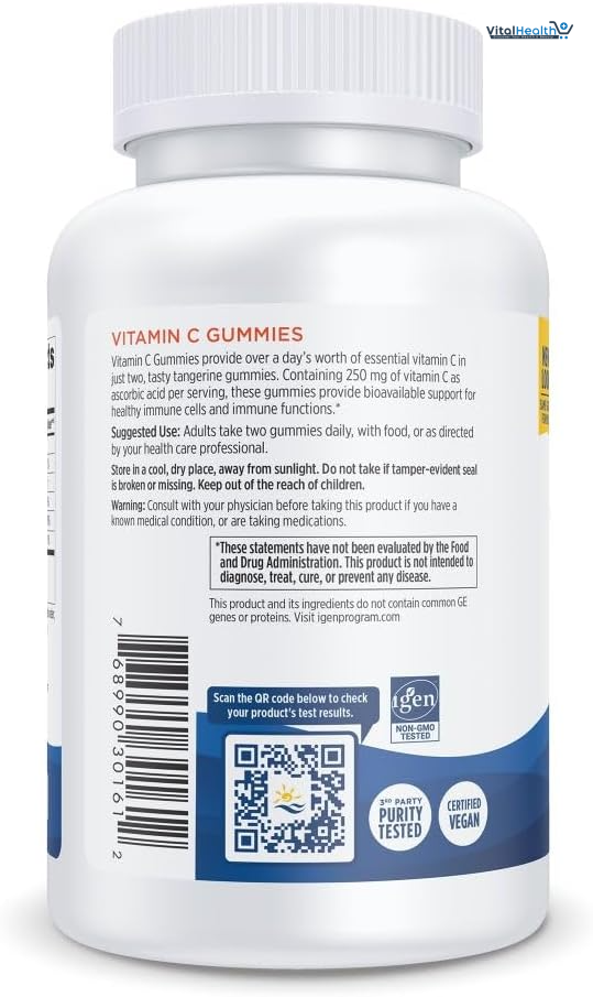 Nordic Naturals Vitamin C Gummies, Tart Tangerine - 120 Gummies - 250 mg Vitamin C - Immune Support, Antioxidant Protection, Child Growth &amp; Development - Non-GMO, Vegan - 60 Servings thumbnail 2