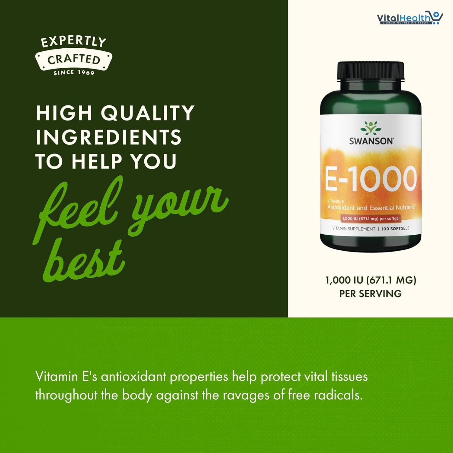 Swanson Vitamin E - Natural Vitamin Supplement Promoting Cardiovascular Health - Natural Formula Delivering Essential D-Alpha Tocopherols - (100 Softgels, 1000 IU Each) thumbnail 3