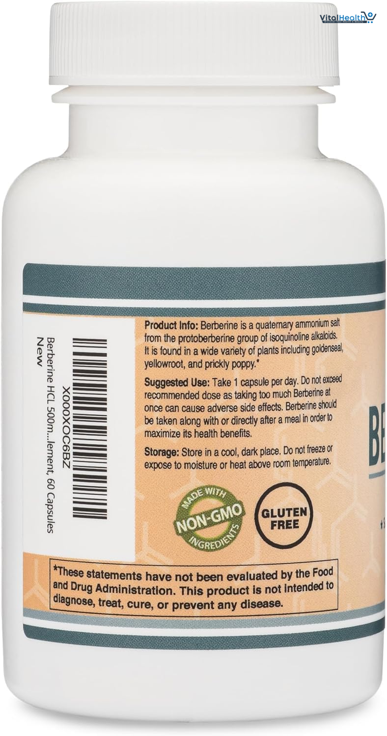 Berberine Supplement 500mg, 60 Capsules (Third Party Tested, Non-GMO, Gluten Free, Vegan Safe) AMPK Activator - Berberine HCL for Cardiovascular Health by Double Wood thumbnail 2