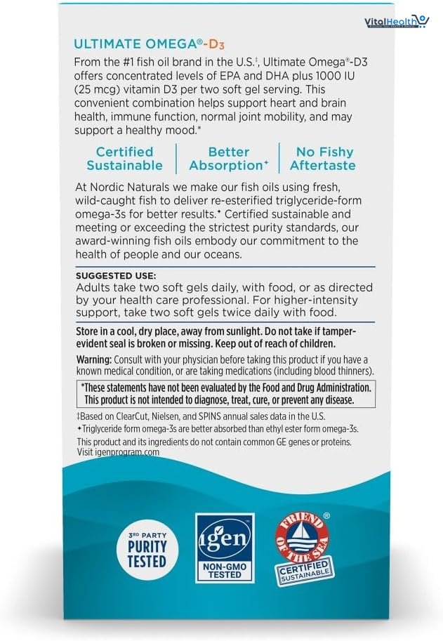 Nordic Naturals Ultimate Omega-D3, Lemon Flavor - 60 Soft Gels - 1280 mg Omega-3 + 1000 IU Vitamin D3 - EPA &amp; DHA - Promotes Brain, Heart, &amp; Immune Health - 30 Servings thumbnail 5