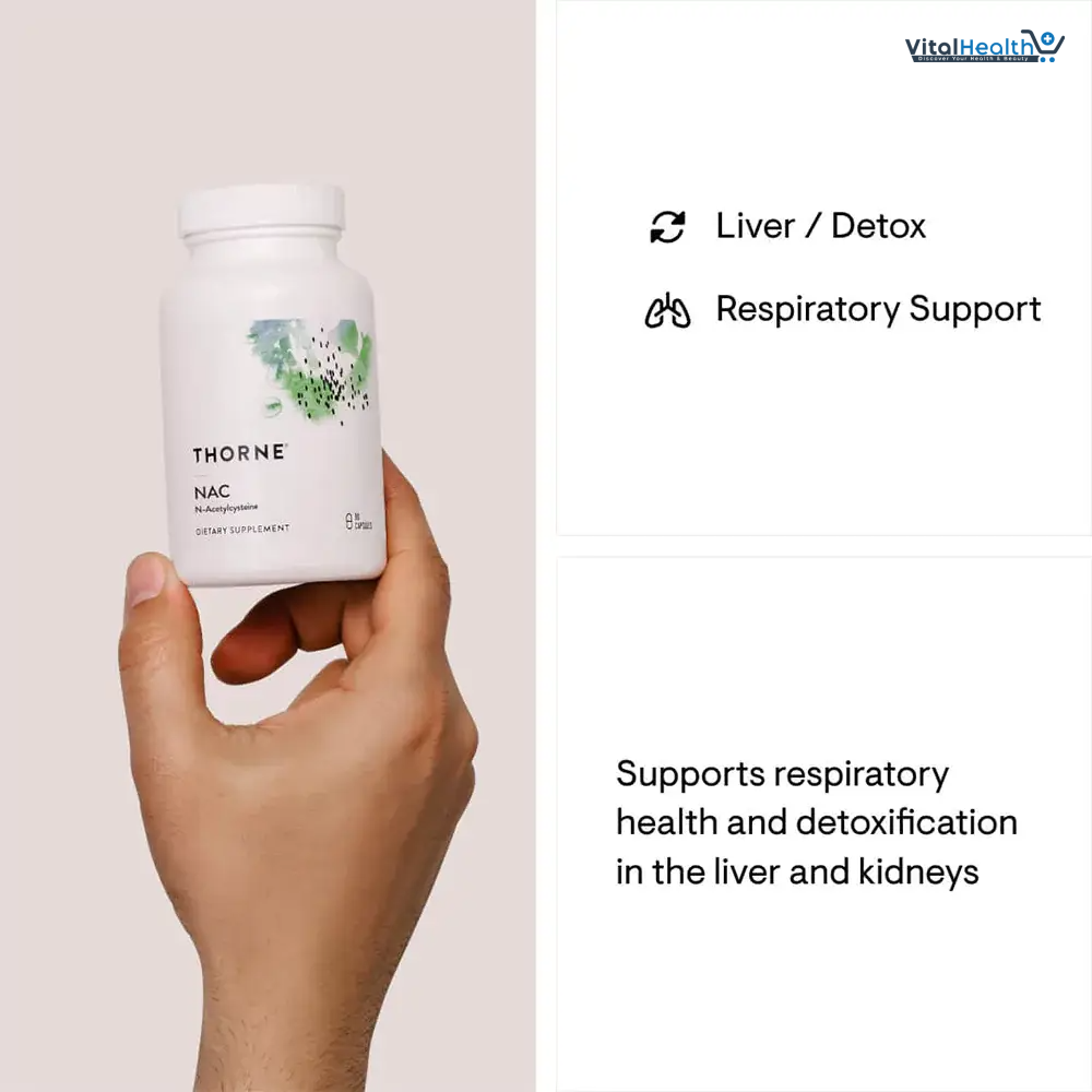 THORNE - NAC - N-Acetylcysteine - 500mg - Supports Respiratory Health &amp; Immune Function - Promotes Liver &amp; Kidney Detox* - Gluten, Dairy &amp; Soy-Free - 90 Servings thumbnail 6