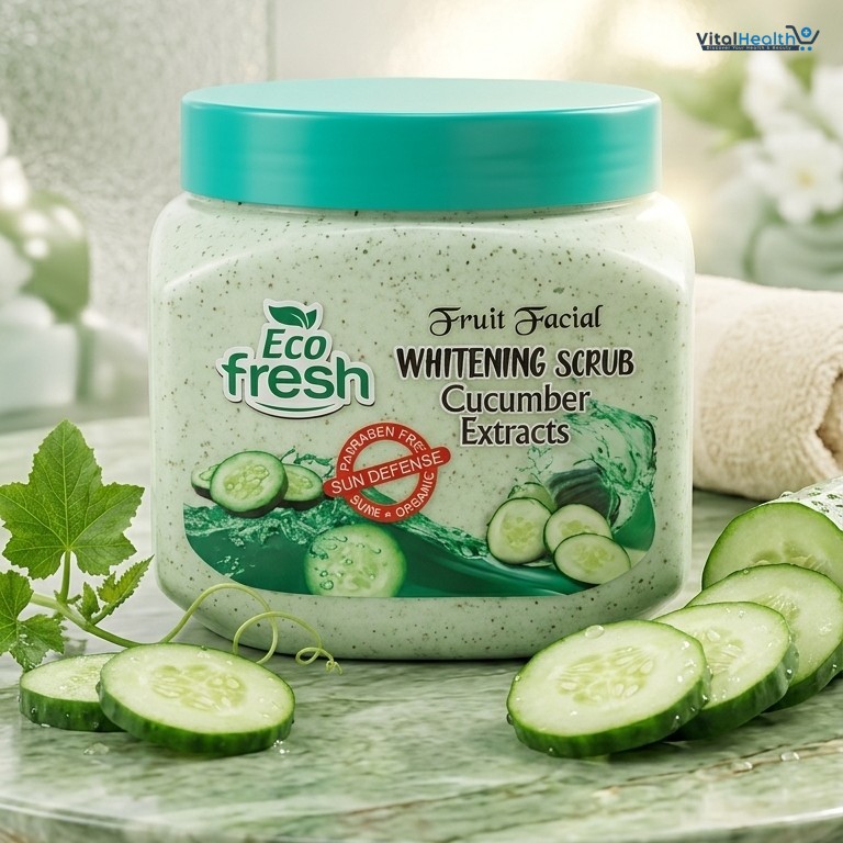Eco Fresh Whitening Scrub 300ML – Deep Cleansing &amp; Brightening Face and Body Scrub (Apricot Extracts) thumbnail 4