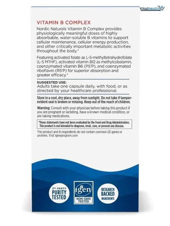 Nordic Naturals Vitamin B Complex 45 Capsules thumbnail 3