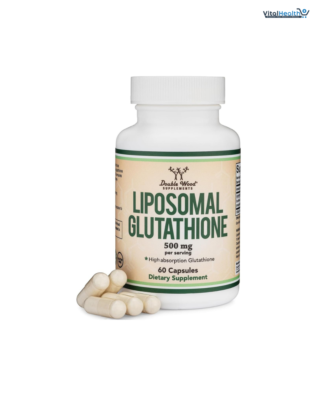 Liposomal Glutathione Supplement 500mg per Serving, 60 Capsules (Vegan Safe, Non-GMO) Max Absorption Liposomal Glutathione with Genuine Smell and Taste by Double Wood thumbnail 6