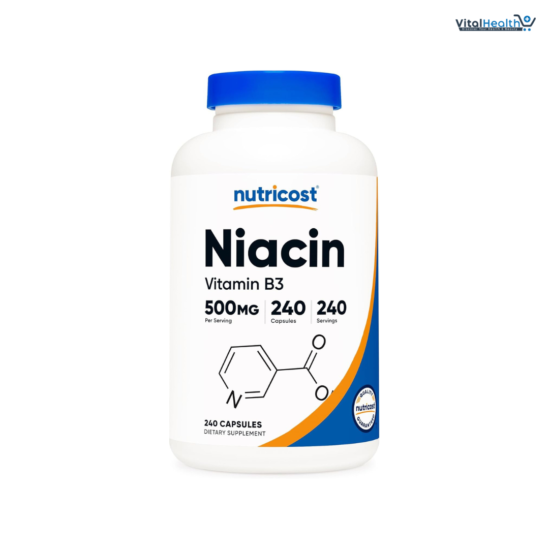 Nutricost Niacin (Vitamin B3) 500mg, 240 Capsules - with Flushing, Non-GMO, Gluten Free thumbnail 2