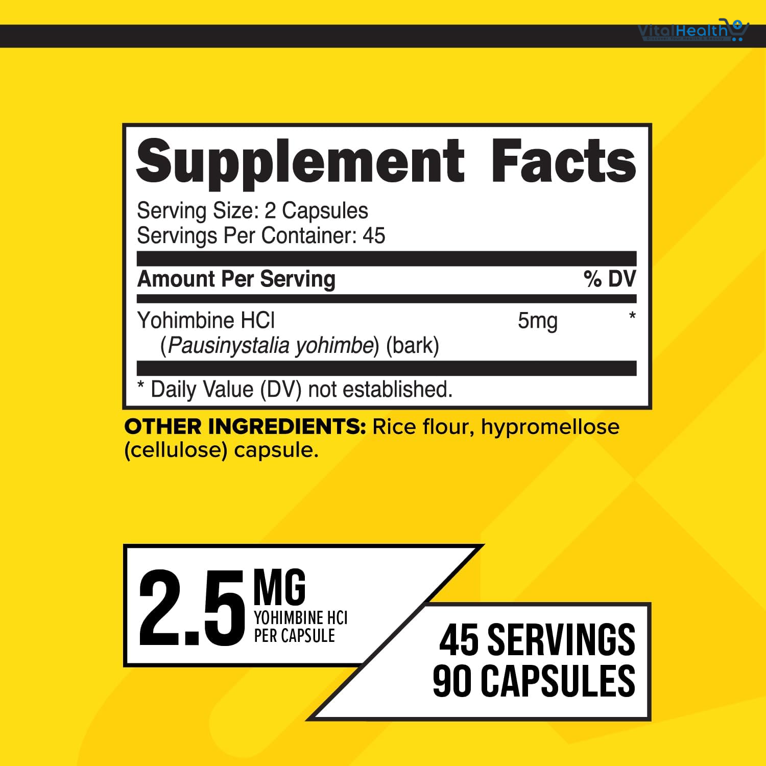 PrimaForce Yohimbine HCl 2.5mg, 90 Capsules - Premium Supplement, Boosts Performance, Zero Fillers, Non-GMO and Gluten Free thumbnail 4