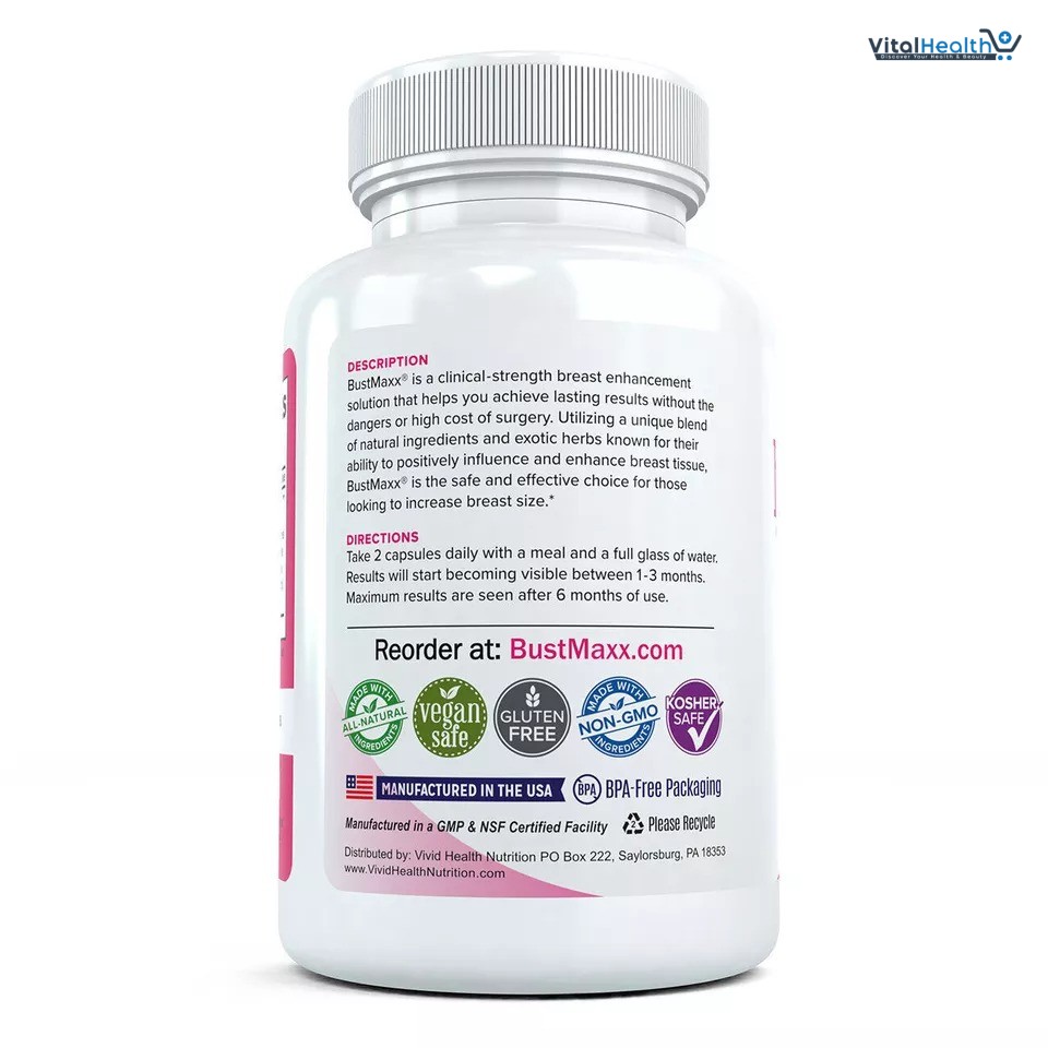 BustMaxx Breast Enlarging Formula Natural Breast Enlargement, Firming &amp; Lift Most Trusted Breast Enhancement Pills 60 Count thumbnail 3