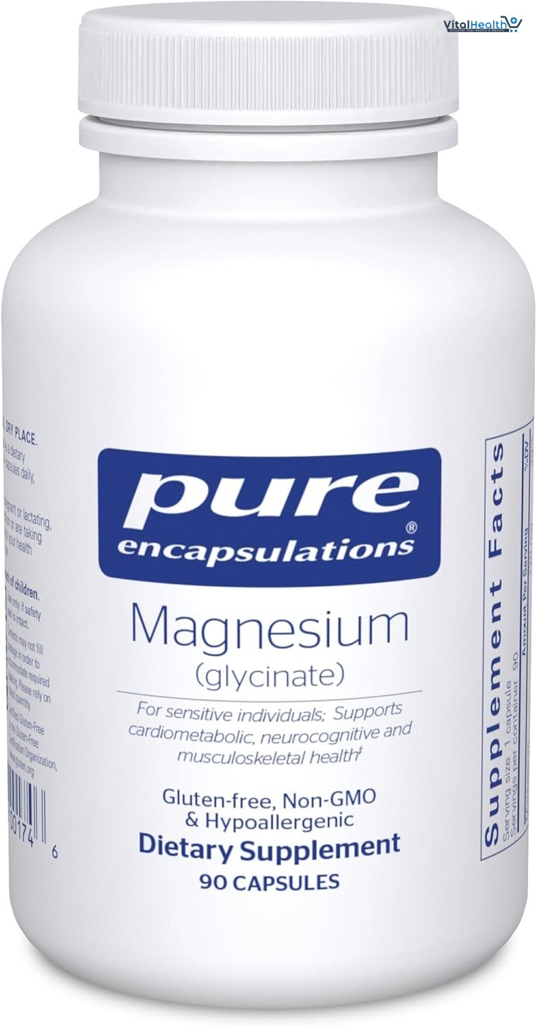 Pure Encapsulations Magnesium (Glycinate) - Supplement to Support Stress Relief, Sleep, Heart Health, Nerves, Muscles, and Metabolism* - with Magnesium Glycinate - 90 Capsules thumbnail 2