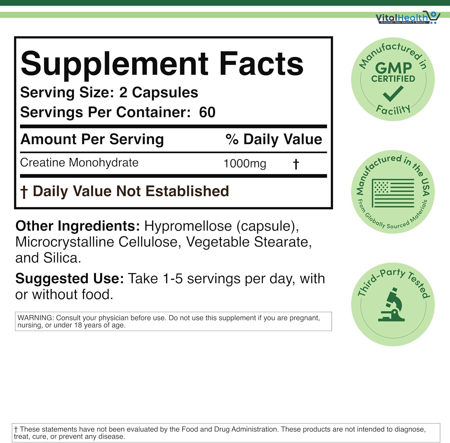 Double Wood Creatine Monohydrate Capsules 120 Count thumbnail 4