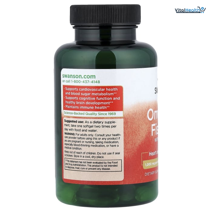 Swanson Omega-3 Fish Oil with Vitamin D Lemon, 60 Softgels thumbnail 3