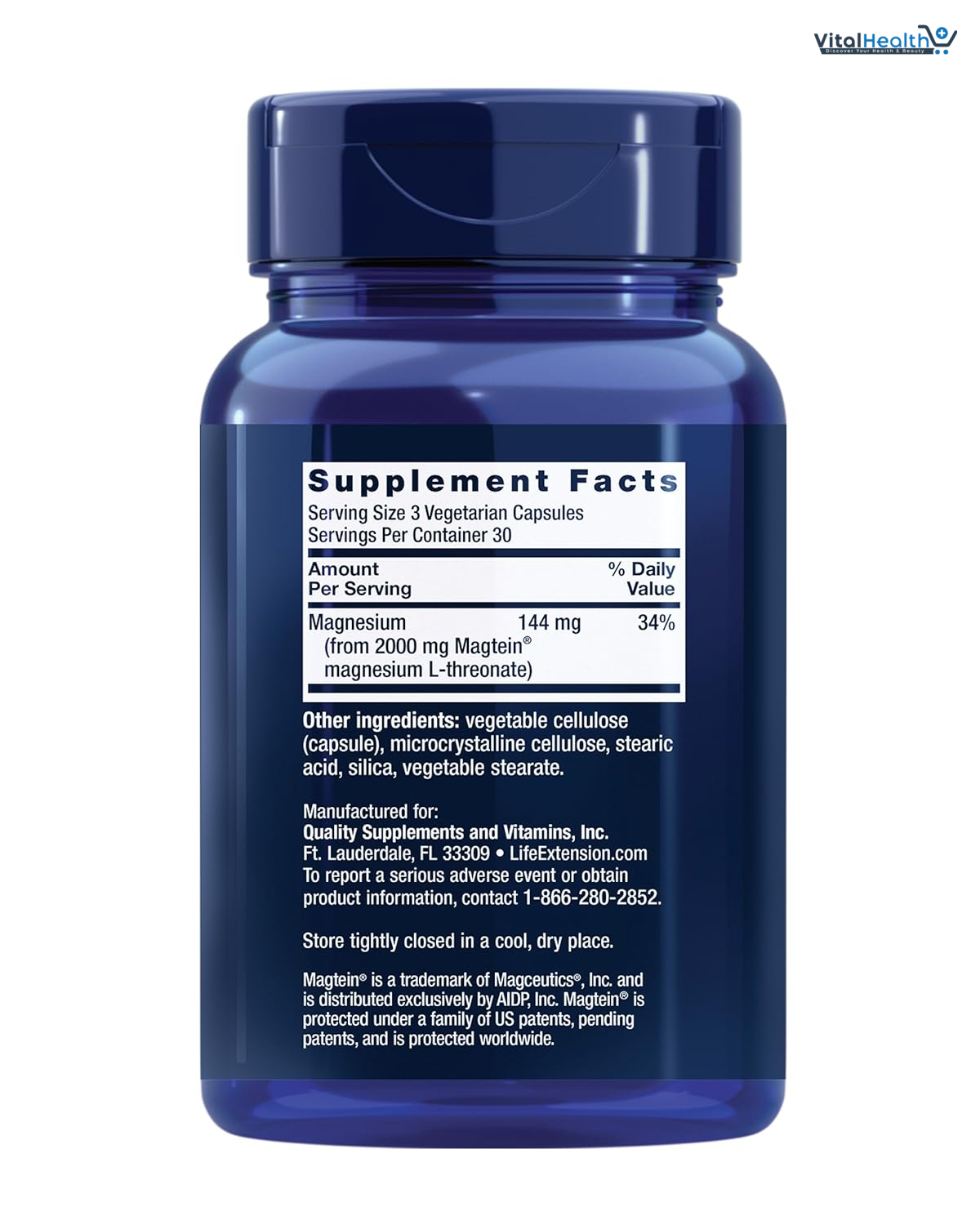 Life Extension Neuro-Mag Magnesium L-Threonate, Memory Health, Quick Thinking, Cognitive Health Support, Vegetarian, Non-GMO, 90 Vegetarian Capsules (144 mg from 2000 mg Magtein magnesium L-threonate thumbnail 4