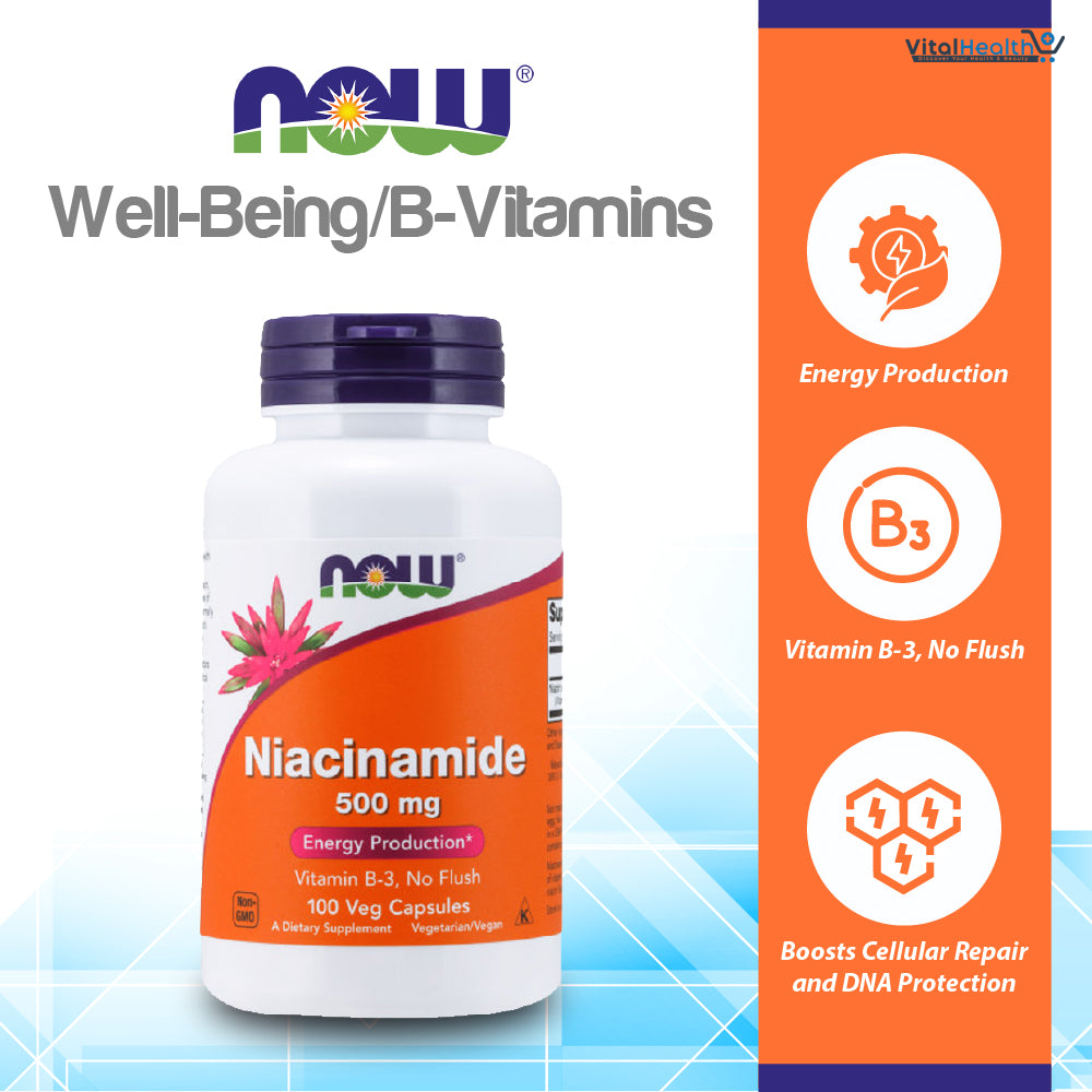 NOW Niacinamide 500mg,100 Capsules thumbnail 4
