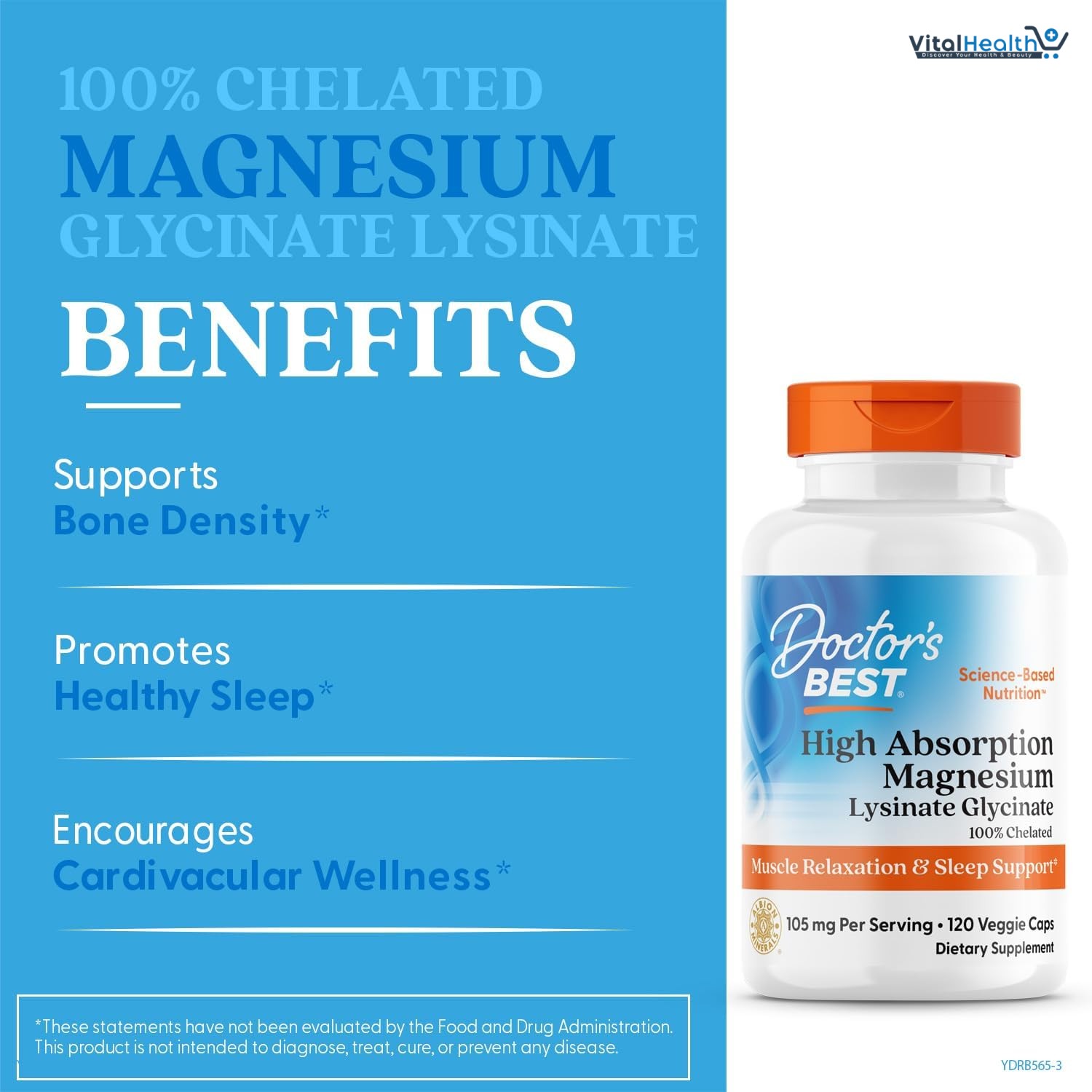 Doctor’s Best High Absorption Magnesium Glycinate Lysinate Supplement - 100% Chelated for Maximum Absorption - Magnesium for Sleep and Muscle Relaxation - 105 Mg Per Serving - 120 Capsules thumbnail 6