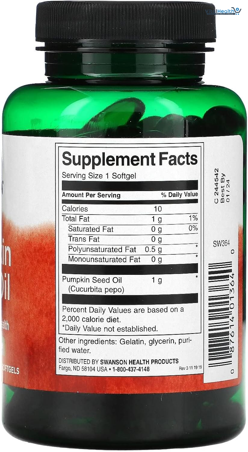 Swanson, Pumpkin Seed Oil, 1,000 mg, 100 Softgels thumbnail 4