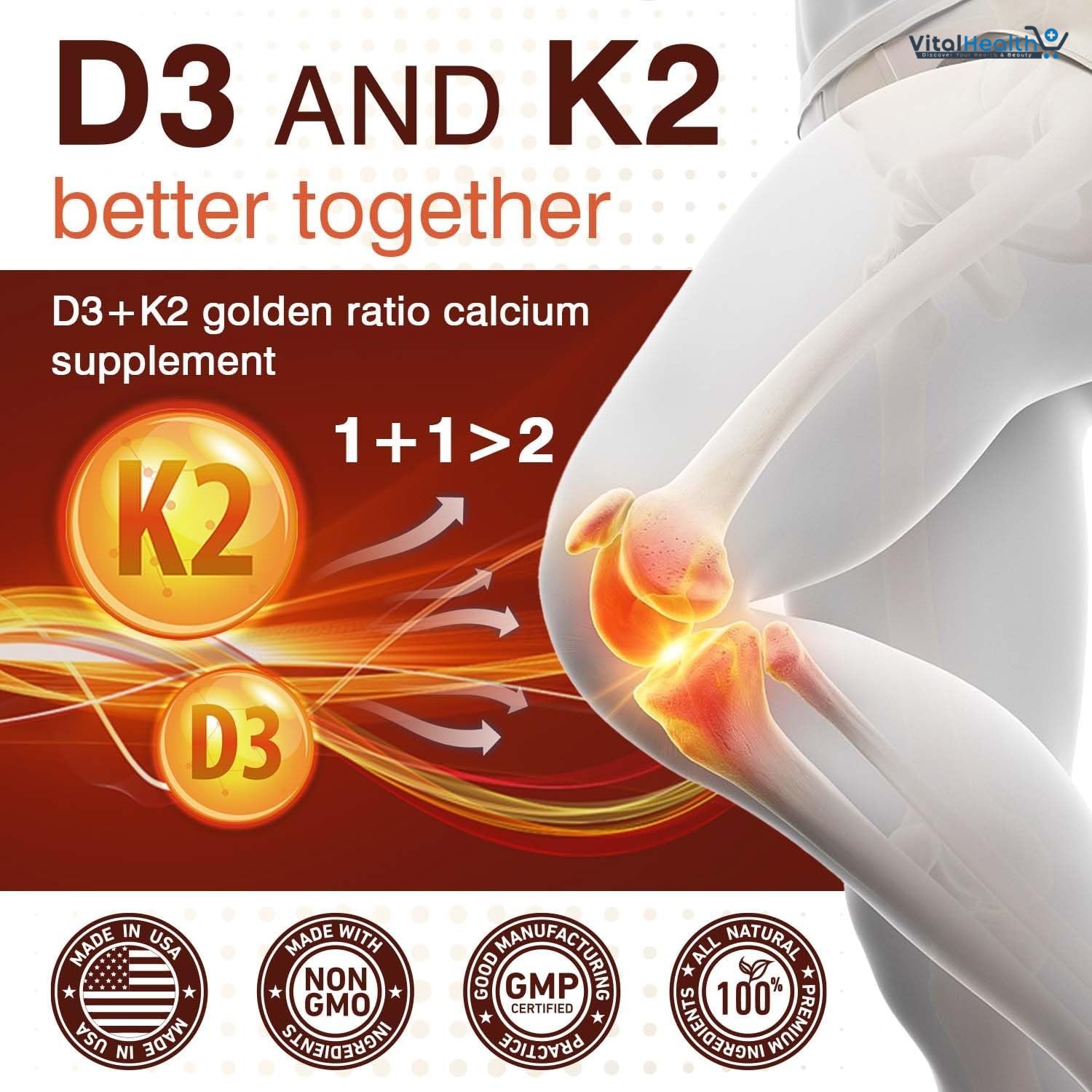 Pslalae 2-in-1 Vitamin D3 K2 Supplement Coconut Oil Softgels, 10000 IU D3 &amp; 200 MCG K2, thumbnail 7