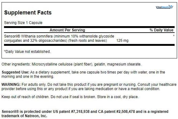 Swanson Sensoril® Ashwagandha 125 mg 120 Capsules thumbnail 3