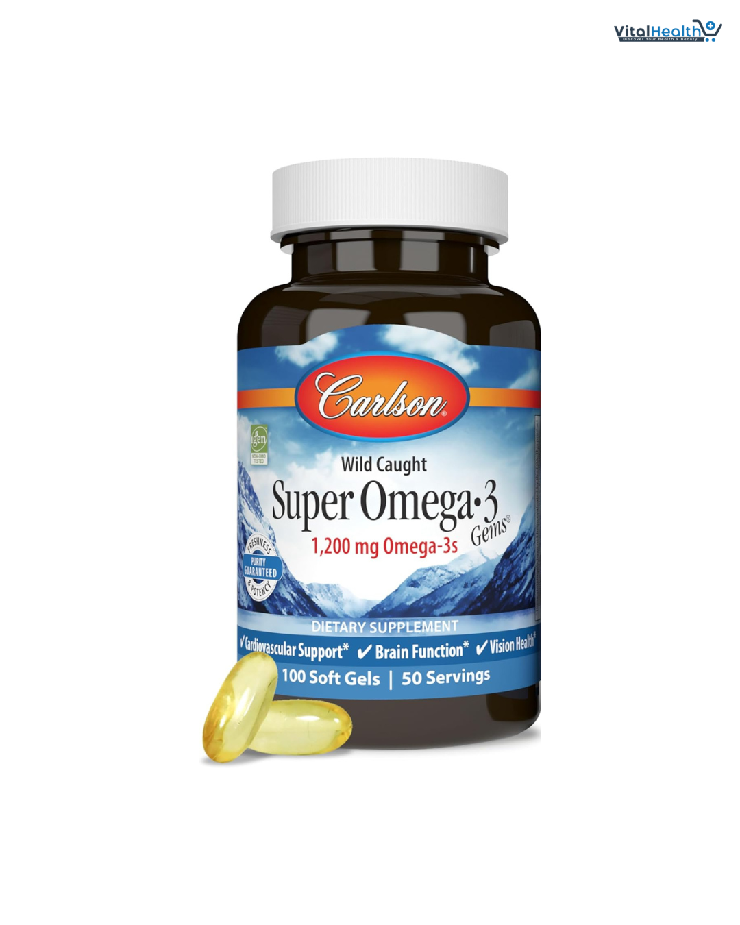 Carlson Super Omega-3 Gems, 1200 mg Omega-3s, Wild Caught, Sustainably Sourced, 50 soft gels thumbnail 6