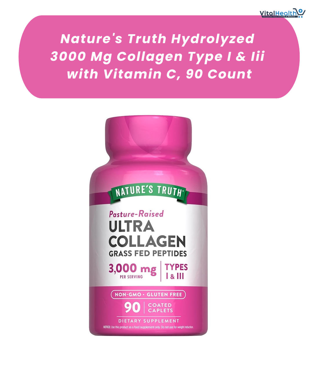 Nature's Truth Hydrolyzed 3000 Mg Collagen Type I &amp; Iii with Vitamin C, 90 Count thumbnail 6