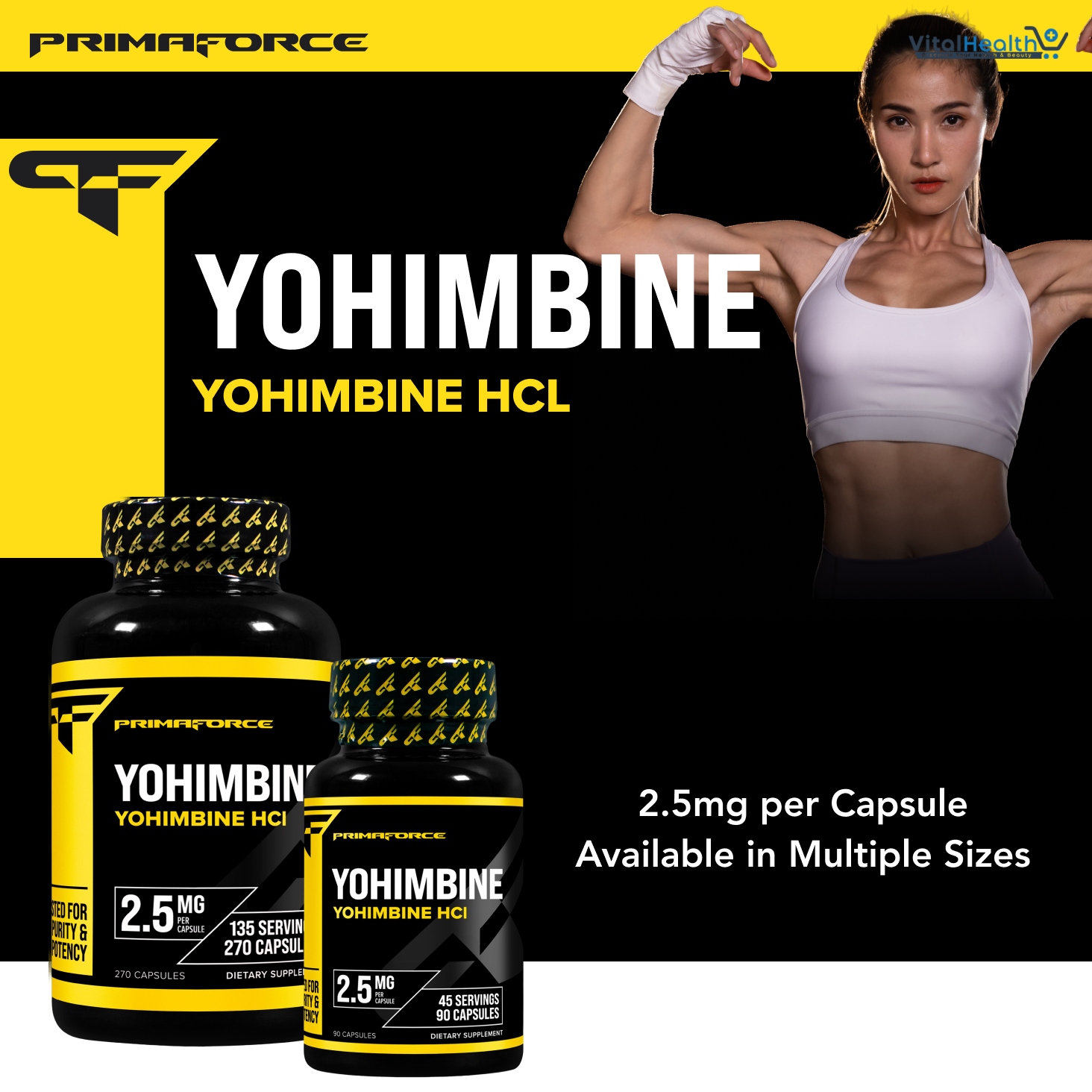 PrimaForce Yohimbine HCl 2.5mg, 90 Capsules - Premium Supplement, Boosts Performance, Zero Fillers, Non-GMO and Gluten Free thumbnail 3