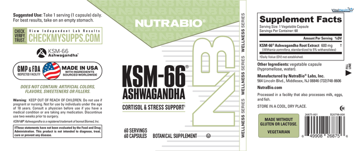 NutraBio Ashwagandha KSM-66 | Ashwagandha Herbal Supplement for Stress, Mood, &amp; Performance | 600 MG of Clinically Studied KSM66 60 Capsules thumbnail 9