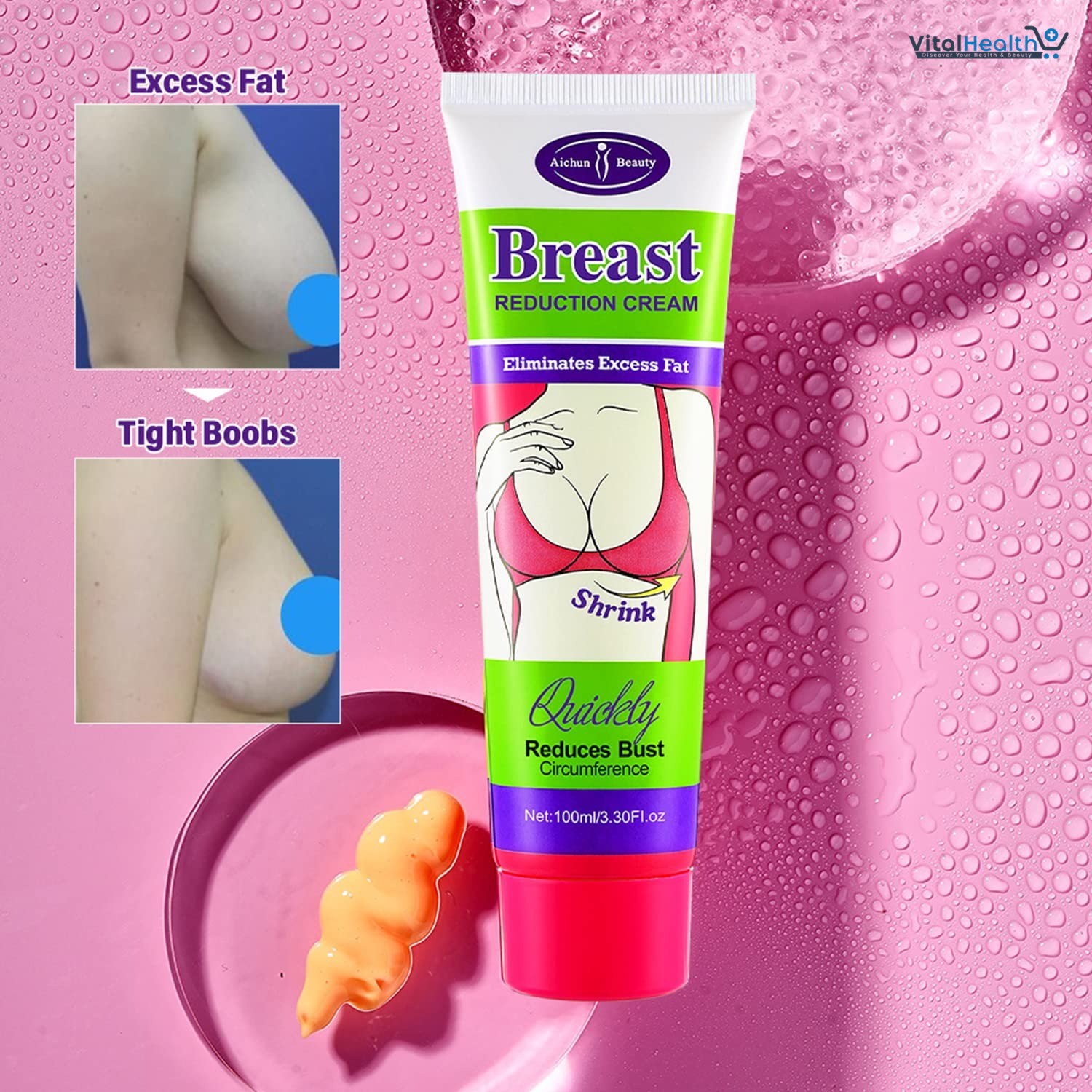 AICHUN BEAUTY Breast Reduction Cream Shrink Bust Quickly Slimming Shaping Breast Fat Burning 100ml 3.30 Fl. Oz thumbnail 6