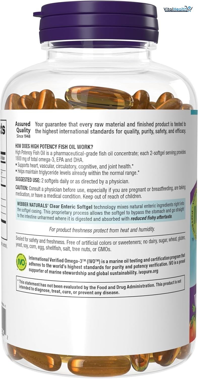 Webber Naturals Omega-3 Fish Oil 700mg 100 Softgels Supports Heart, Cognitive, and Joint Health thumbnail 2