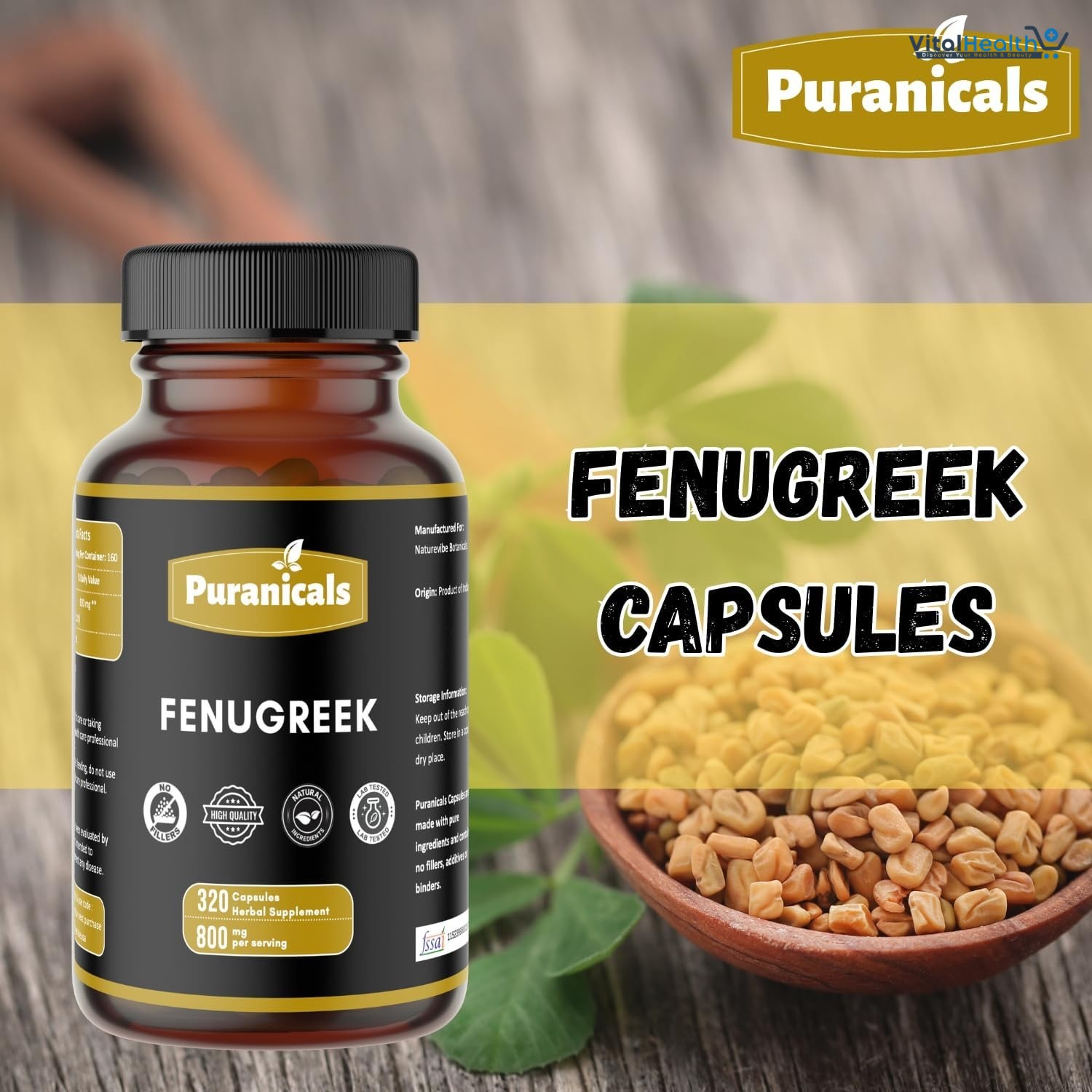 Fenugreek Premium 320 Capsules Non GMO and Gluten Free | Herbal Supplement | 800 mg Per Serving | Made with 100% Pure Herb Fenugreek Seed Powder (Trigonella foenum-graecum) thumbnail 3
