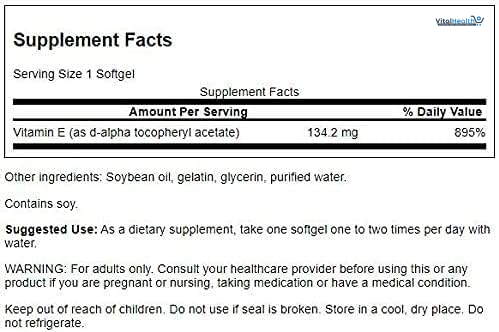 Swanson Natural Vitamin E - Supplement Supporting Heart &amp; Tissue Protection - Essential Nutrient Promoting Overall Health &amp; Wellness - (100 Softgels, 200IU Each) thumbnail 3