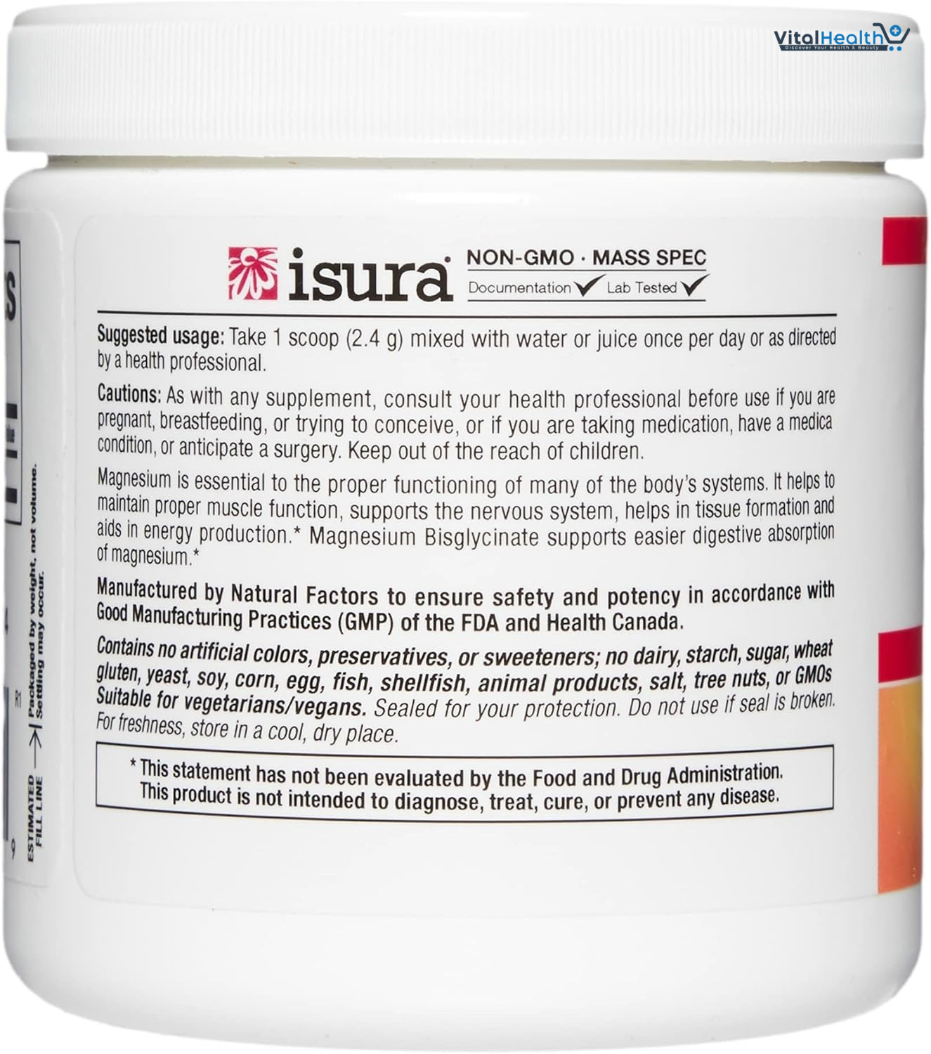 Natural Factors Magnesium Bisglycinate Powder 200mg - 145g thumbnail 4