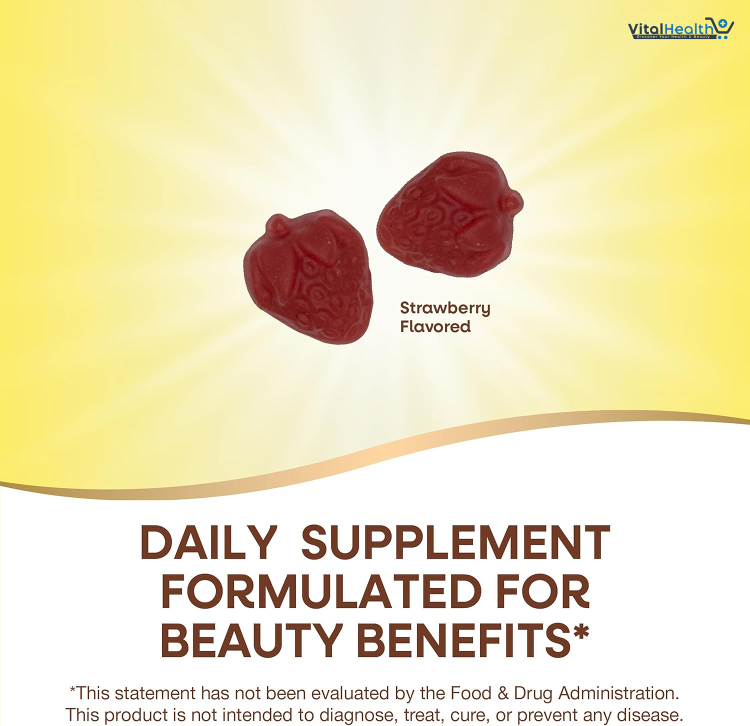 Nature's Way Alive! Hair, Skin &amp; Nails Gummy Supplement, Advanced Beauty Formula*, with Collagen 100 mg &amp; Biotin 2500 mcg per 2-gummies, Strawberry Flavored, 60 Gummies thumbnail 2