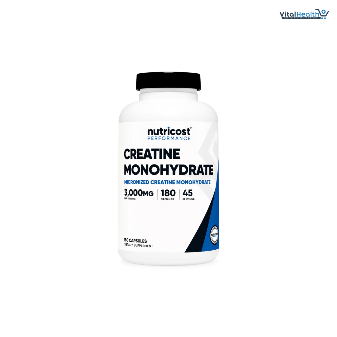 Nutricost Micronized Creatine Monohydrate 3000mg per serving 180 Capsules (45 servings) thumbnail 2